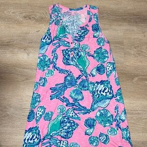 Lilly Pulitzer Essie dress in Pink Pout Barefoot Princess size large EUC